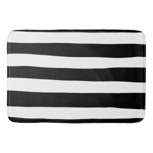 Alfombrilla De Baño Bandas desiguales - Blanco y negro