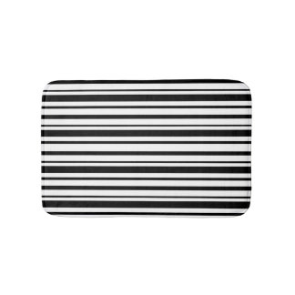 Alfombrilla De Baño Bandas desiguales en blanco y negro
