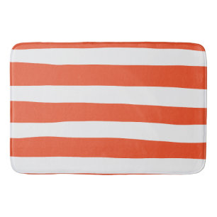 Alfombrilla De Baño Bandas desiguales - Naranja y blanco