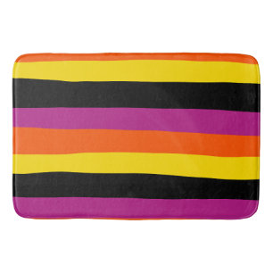 Alfombrilla De Baño Bandas desiguales - Negro, rosa, Naranja y amarill
