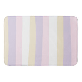 Alfombrilla De Baño Bandas desiguales - rosa pastel, amarillo y púrpur