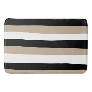 Alfombrilla De Baño Bandas desiguales - Taupe, negro y blanco