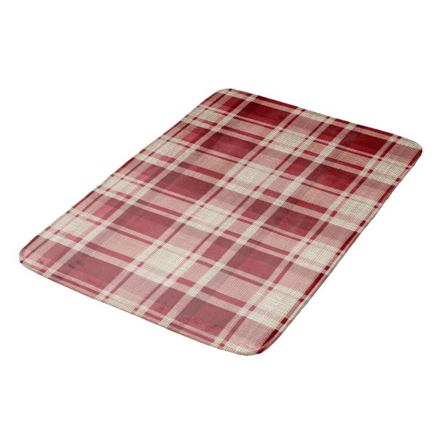 Alfombrilla De Baño Bandas rojas de plástico de crema roja (Angular)