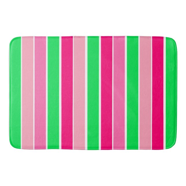 Alfombrilla De Baño Bandas rojas y verdes audaces (Anverso)