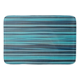Alfombrilla De Baño Bandas turquesas y azules onduladas