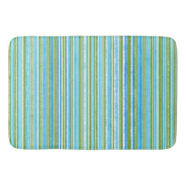 Alfombrilla De Baño Bandas Verde azuladas, azules, verdes y blancas