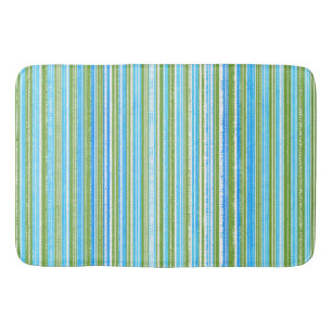 Alfombrilla De Baño Bandas Verde azuladas, azules, verdes y blancas