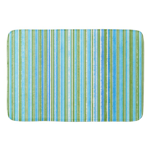 Alfombrilla De Baño Bandas Verde azuladas, azules, verdes y blancas (Anverso)
