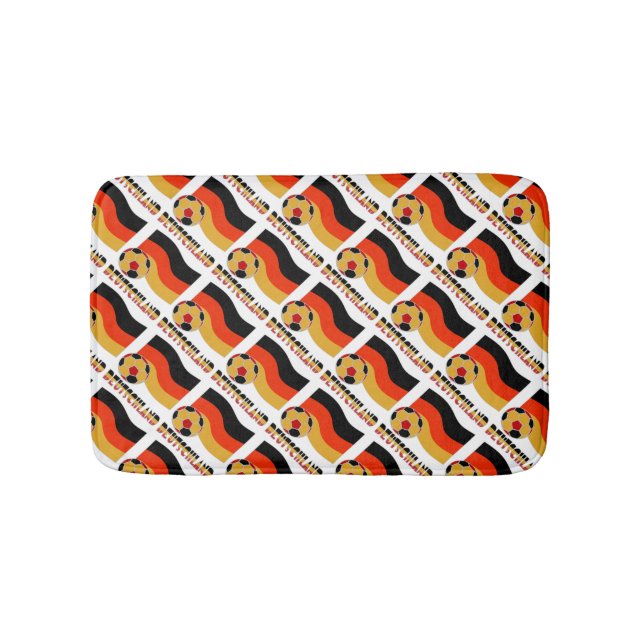 Alfombrilla De Baño Bandera alemana y frontera gris de bola de fútbol (Anverso)