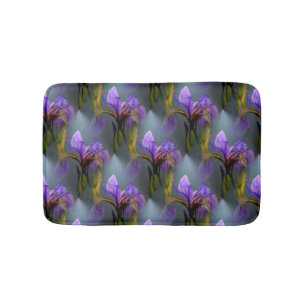 Alfombrilla De Baño Bandera Azul Púrpura Patrón de naturaleza Iris Flo