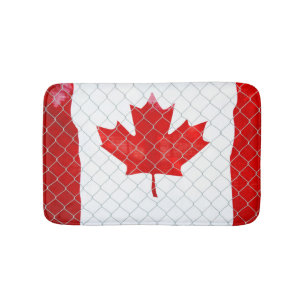 Alfombrilla De Baño Bandera canadiense. Cerca de eslabones. Rústico. C