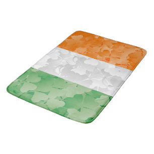 Alfombrilla De Baño Bandera de Irlanda con un patrón de shamrock