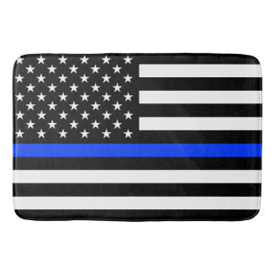 Alfombrilla De Baño Bandera de la policía de la delgada línea azul