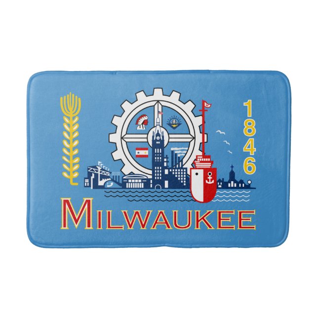 Alfombrilla De Baño Bandera de Milwaukee, Wisconsin Bath Mat (Anverso)