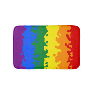 Alfombrilla De Baño Bandera de orgullo gay arcoíris abstracto boho fun