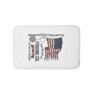 Alfombrilla De Baño Bandera de pesca patriótica vintage diseño vectori