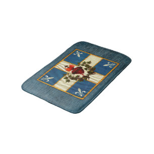 Alfombrilla De Baño Bandera de Quebec antigua Carillon Sacré-Cœur