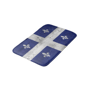 Alfombrilla De Baño Bandera de Quebec estilo grunge erosionado