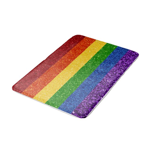 Alfombrilla De Baño Bandera del orgullo gay Purpurina LGBT (Angular)