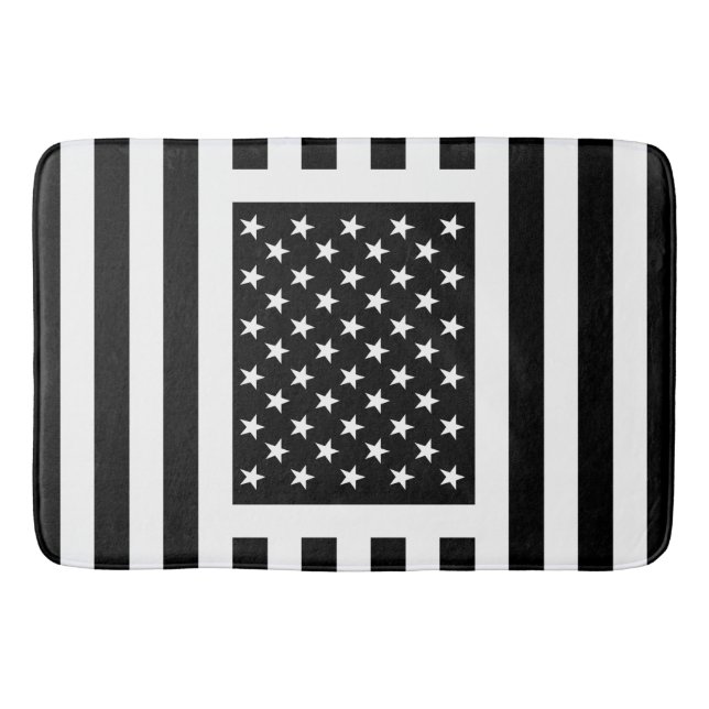 Alfombrilla De Baño Bandera estadounidense negra y blanca Estados Unid (Anverso)