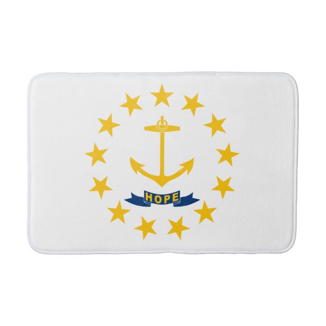 Alfombrilla De Baño Bandera estatal de la isla de Rhode (Anverso)