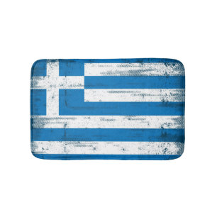 Alfombrilla De Baño Bandera griega del grunge