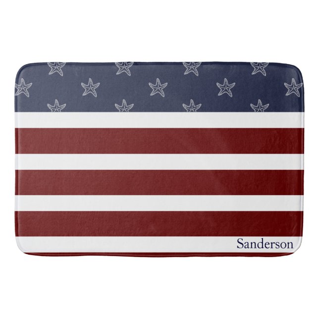 Alfombrilla De Baño Bandera Náutica Americana Rojo Azul Blanco Estelar (Anverso)