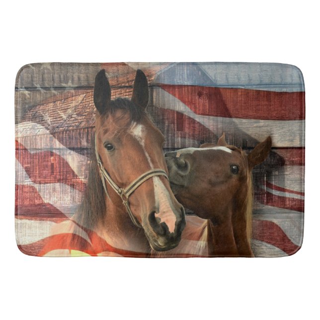 Alfombrilla De Baño Bandera norteamericana de grano ruidoso de caballo (Anverso)