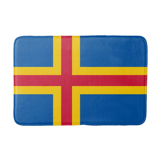 Alfombrilla De Baño Bandera patriótica de las Islas Åland (Anverso)
