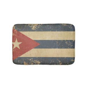 Alfombrilla De Baño Bandera plana envejecida cubano