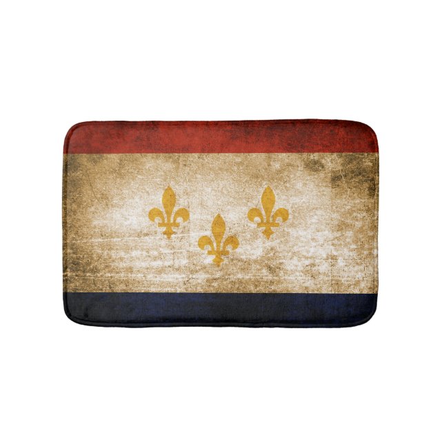 Alfombrilla De Baño Bandera rústica patriótica de New Orleans (Anverso)