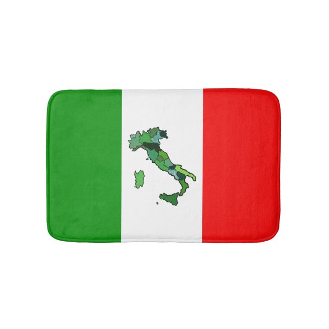 Alfombrilla De Baño Bandera y mapa italianos de Italia (Anverso)
