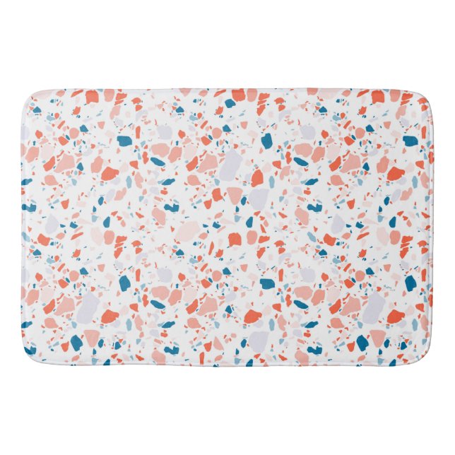 Alfombrilla De Baño Bañera con estampado terrazo rosa y azul (Anverso)