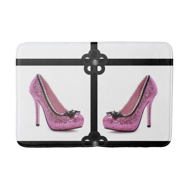 Alfombrilla De Baño bañera con secador de pelo rosa (Anverso)