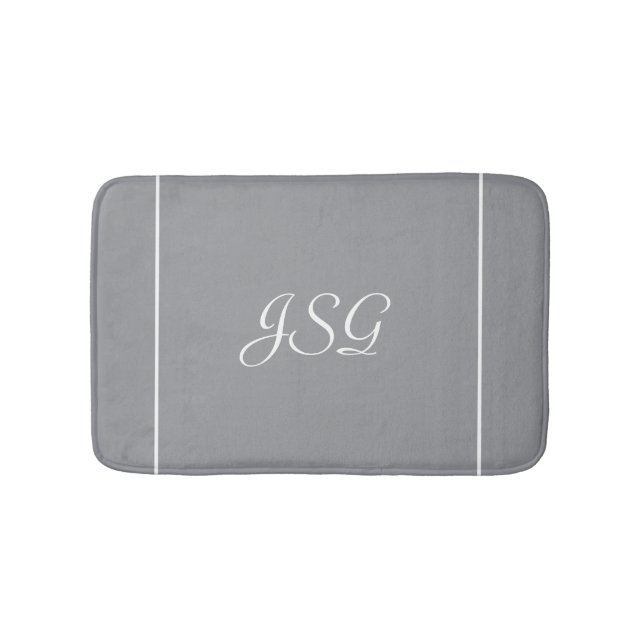 Alfombrilla De Baño Bañera gris monogramada (Anverso)