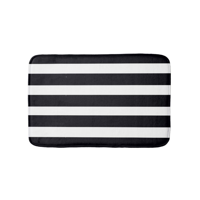 Alfombrilla De Baño Baño moderno clásico rayas negras y blancas (Anverso)
