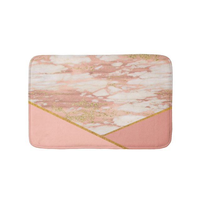 Alfombrilla De Baño Baño moderno geométrico rosado de mármol de oro Ro (Anverso)