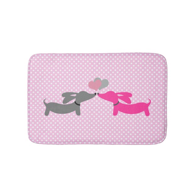 Alfombrilla De Baño Baño temático de Besada Rosa Dachshunds (Anverso)