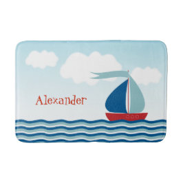 Alfombrilla De Baño Barco de Vela Lindo en el Agua, Náutico Personaliz