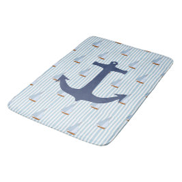 Alfombrilla De Baño Barco náutico de vela franja blanca y azul