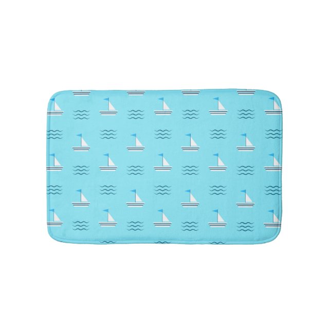 Alfombrilla De Baño Barcos De Mar Azul (Anverso)