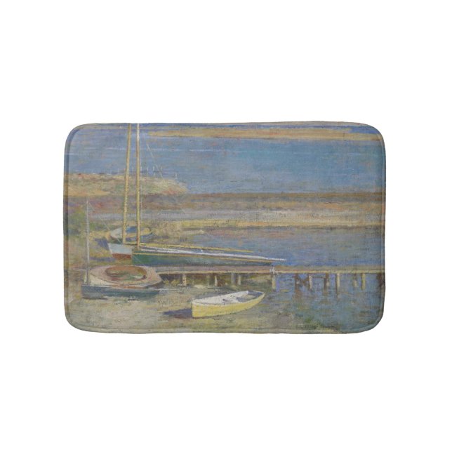 Alfombrilla De Baño Barcos en aterrizaje (Paisaje de Nueva Inglaterra) (Anverso)
