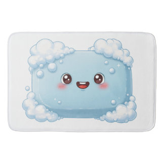 Alfombrilla De Baño Barra de jabón azul linda con burbujas