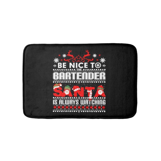 Alfombrilla De Baño Bartender Navidades feos suéter regalo Funny Barte (Anverso)