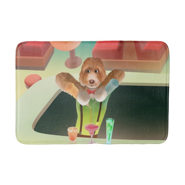 Alfombrilla De Baño Bartending Dog in Retro Bar (Anverso)