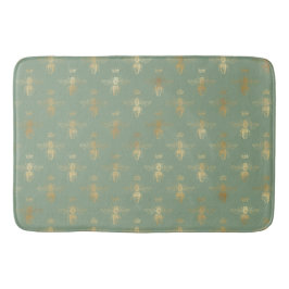 Alfombrilla De Baño Basil Green y Gold Queen Bee