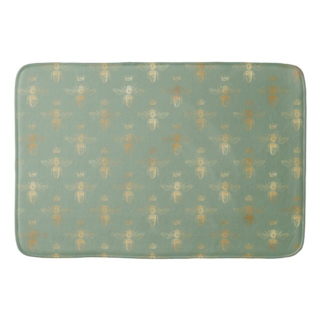 Alfombrilla De Baño Basil Green y Gold Queen Bee (Anverso)