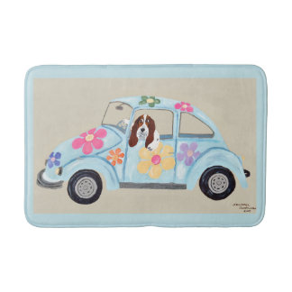 Alfombrilla De Baño Basset Hound en Coche Hippie