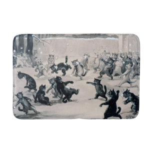 Alfombrilla De Baño Batalla de nieve de los gatos, Louis Wain