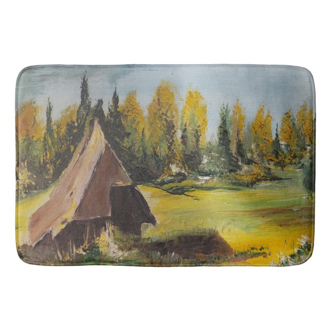 Alfombrilla De Baño Bath Mat Ann Hayes Pintando Chalet En El Lago (Anverso)